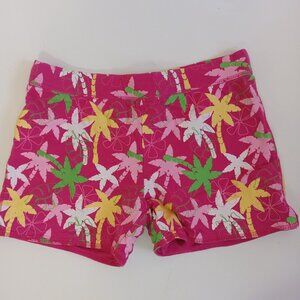 Women’s XS Shorts Pink Palm Tree Tropical Stretch Bermuda Summer Reversible Y2K